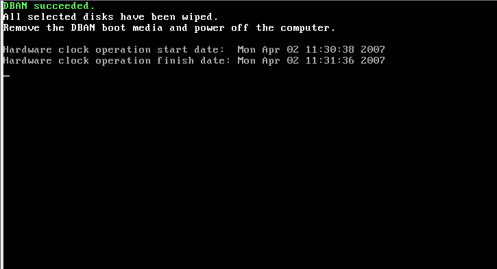 DBAN autonuke finished message